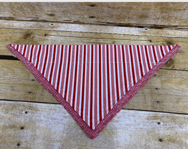 Pet Bandana. Over the Collar. Candy Stripe. Red/White Stripe.
