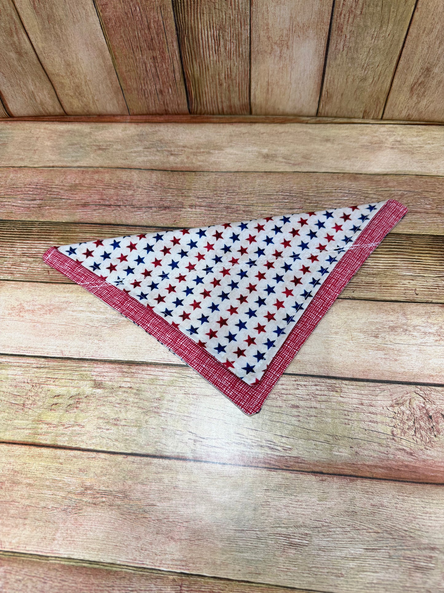 Pet Bandana. Patriotic. Red and Blue Stars.