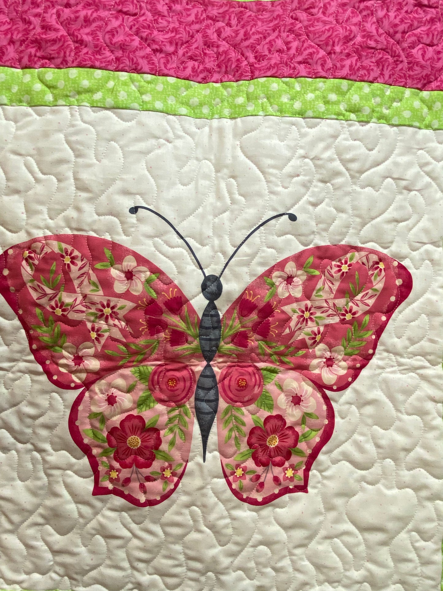 Quilt. Strength in Pink Butterfly Wall Hanging, Table Topper, Breast Cancer Survivor.
