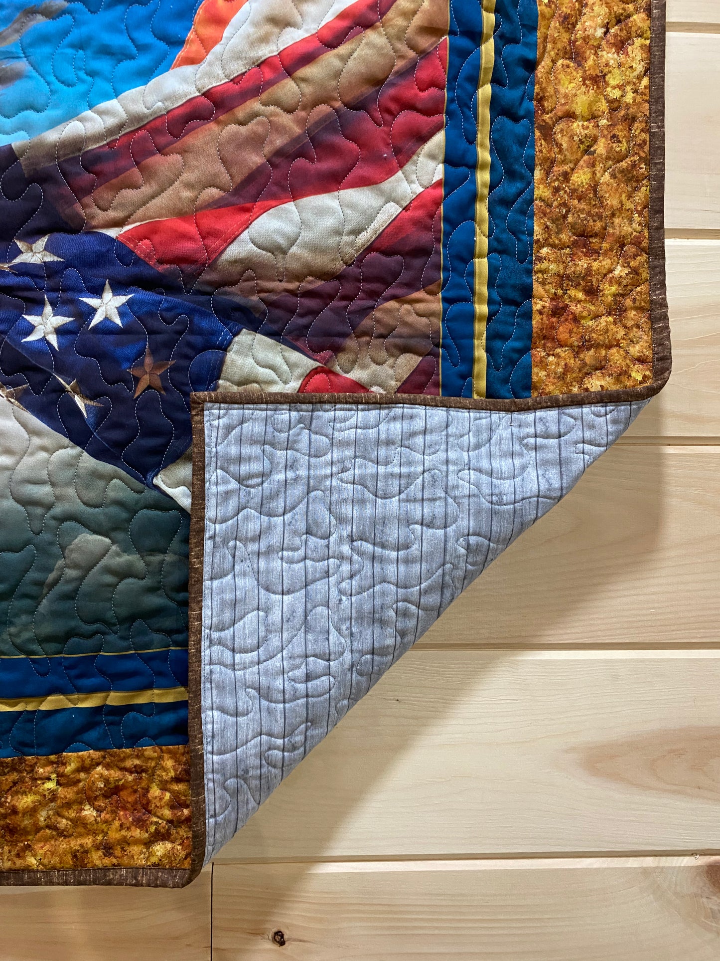 Quilted Wall Hanging. Flight of Freedom. Eagle with American Flag. Bald Eagle.