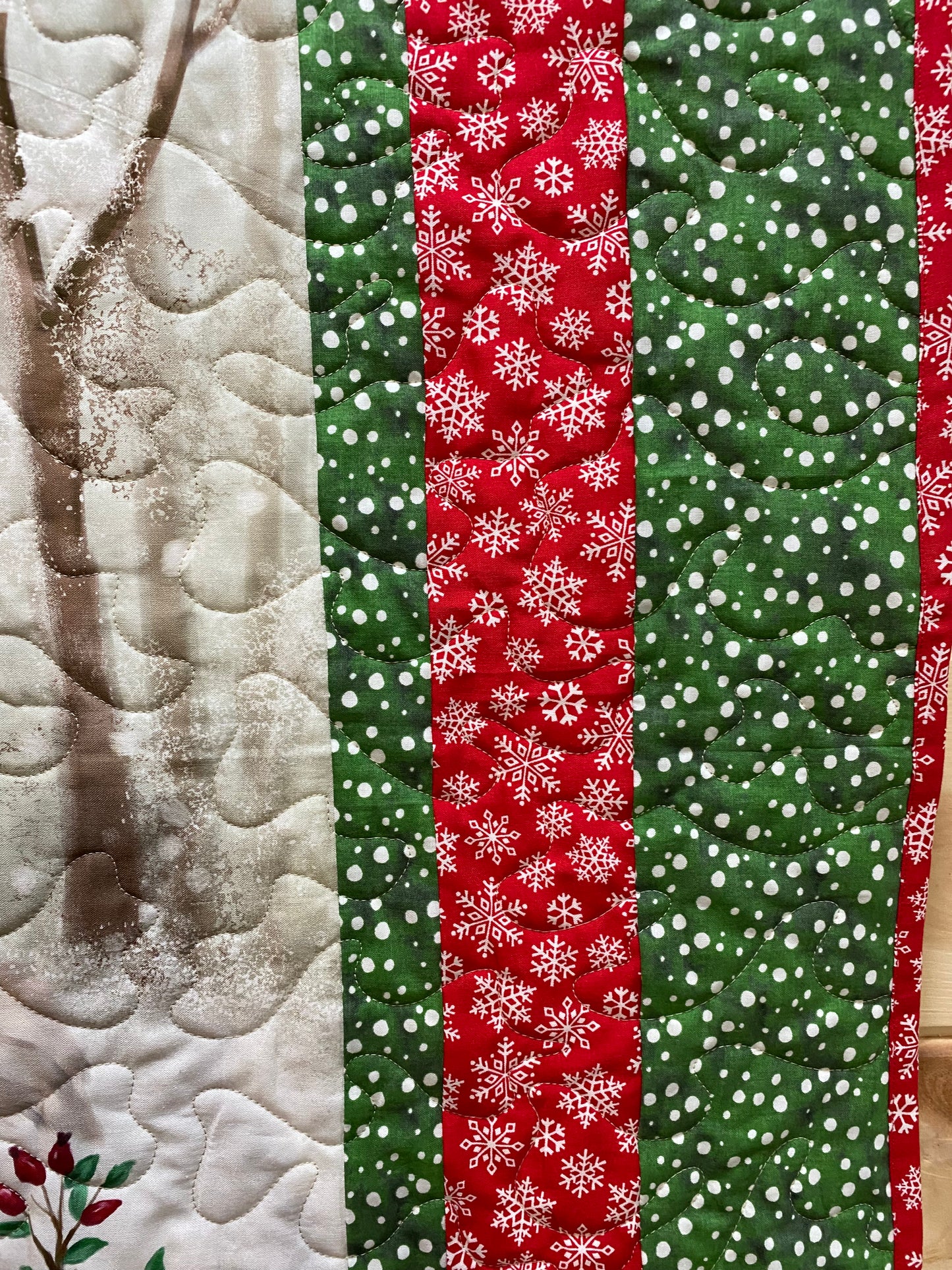 Quilt. Snowman with Forest Friends.