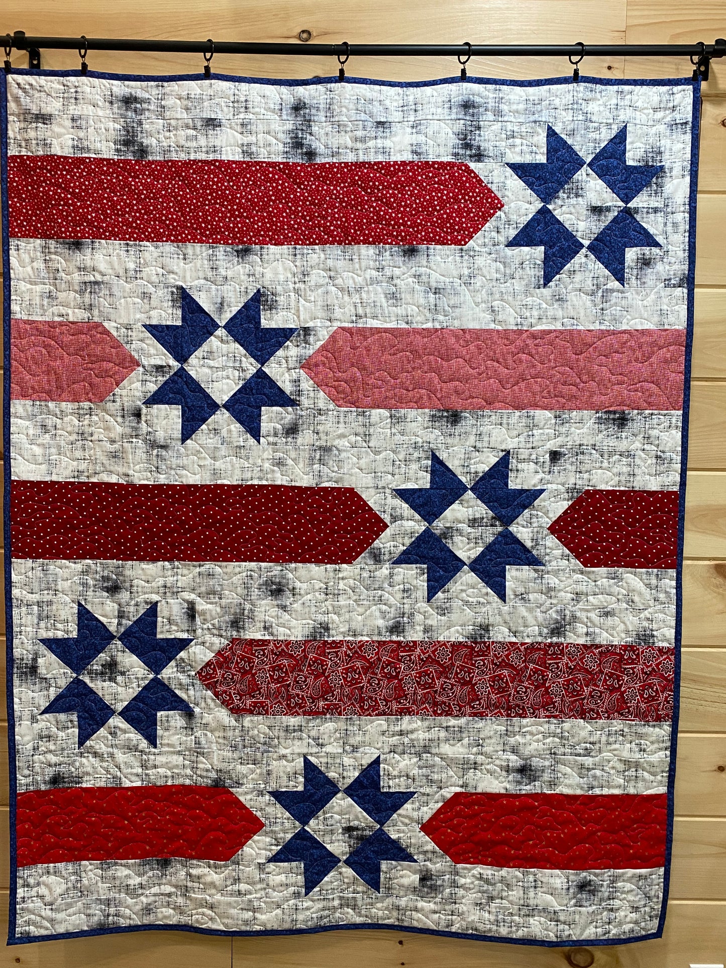 Quilt. Wish Making. Stars and Arrows. Patriotic.