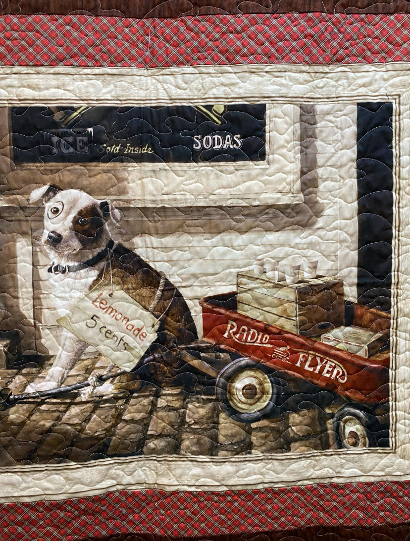 Quilt. Dog and Wagon.