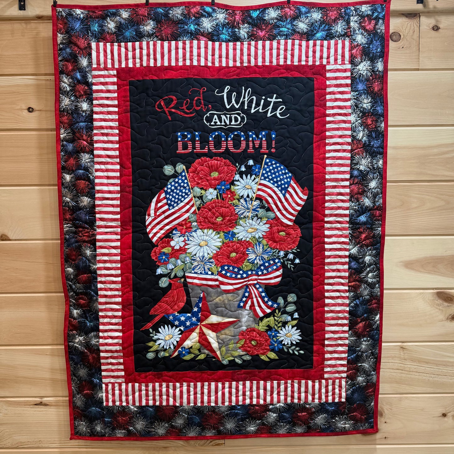 Quilt. Patriotic. Red, White and Bloom.