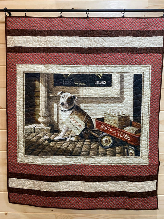 Quilt. Dog and Wagon.