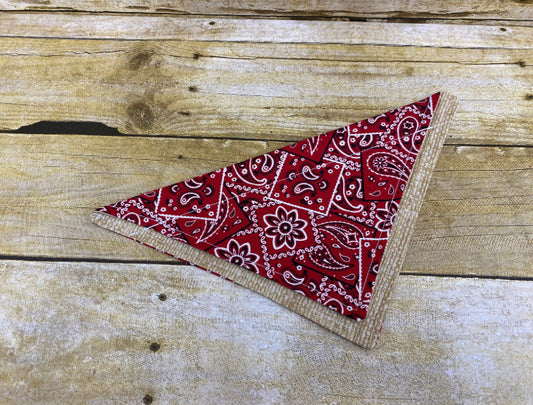 Pet Bandana. Over the Collar. Red Bandana Print.