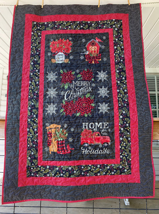 Quilt. Home Sweet Holidays. Lap Quilt. Throw. Wall Hanging.