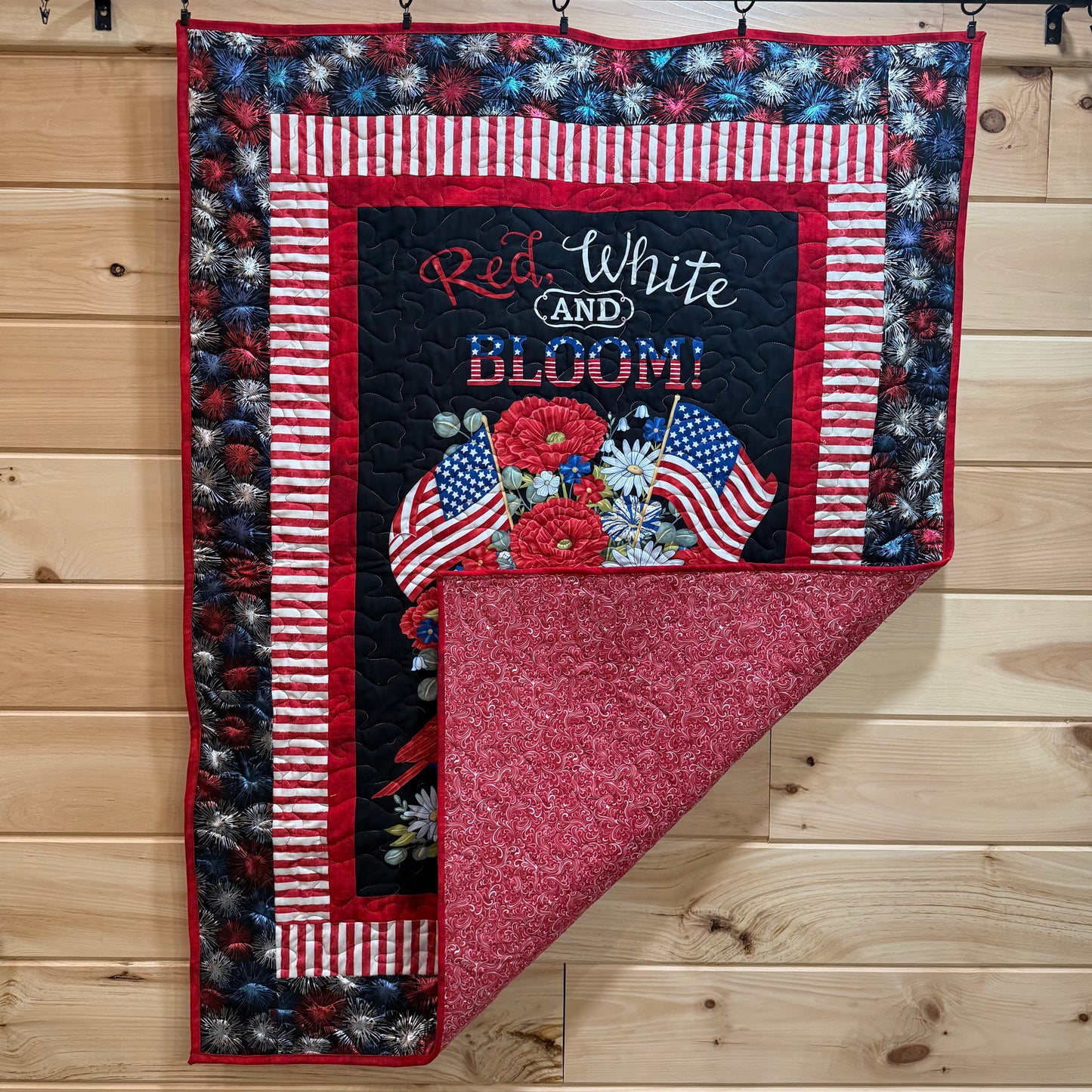 Quilt. Patriotic. Red, White and Bloom.