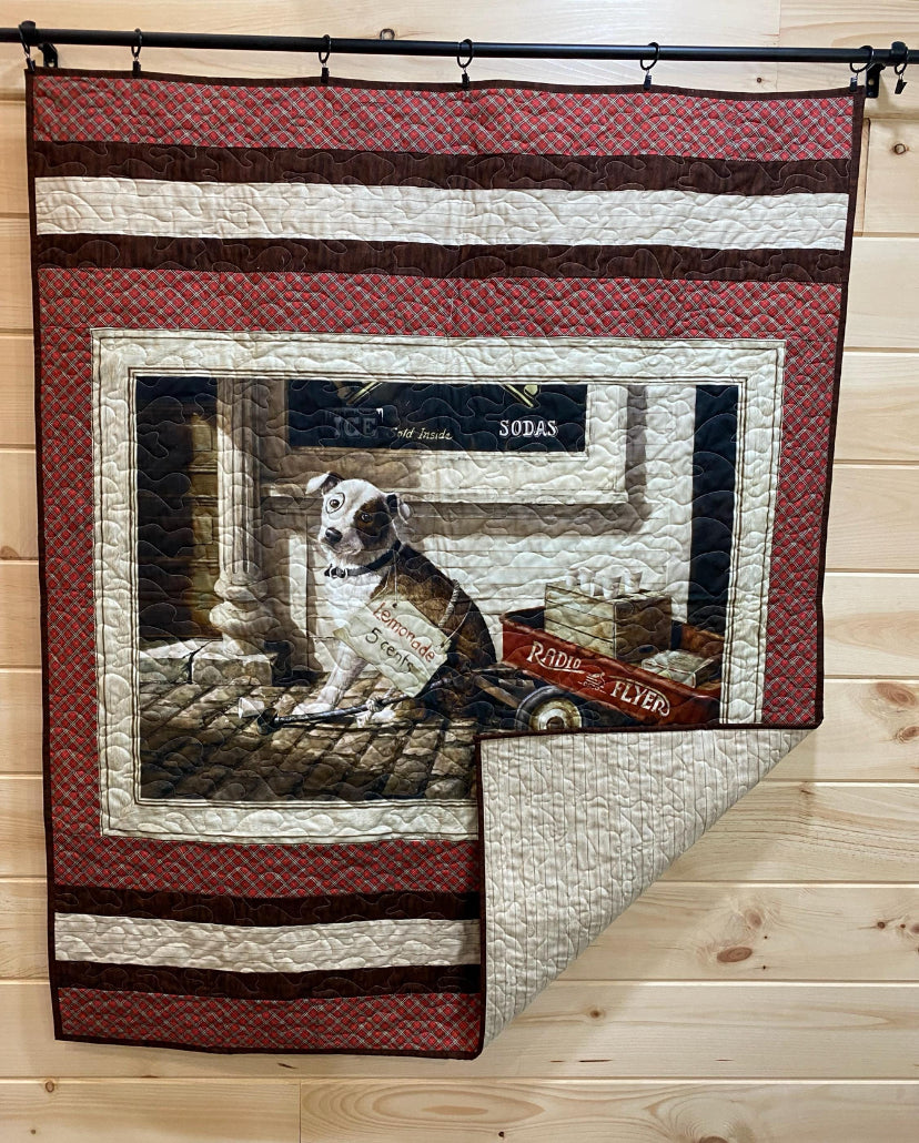Quilt. Dog and Wagon.