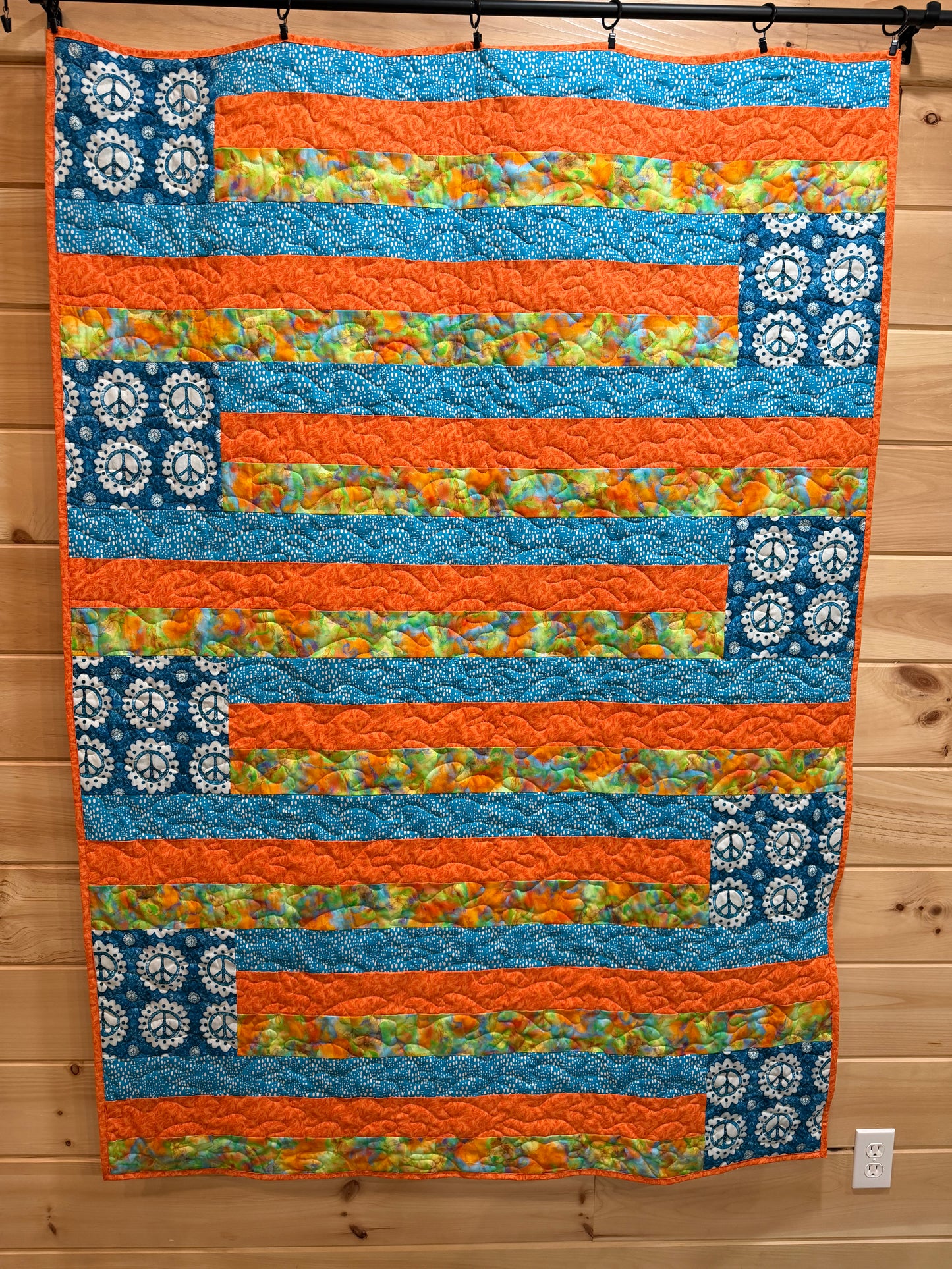 Quilt. Peace and Stripes. Stripe Quilt.