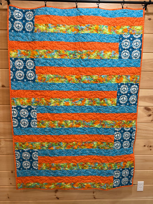 Quilt. Peace and Stripes. Stripe Quilt.