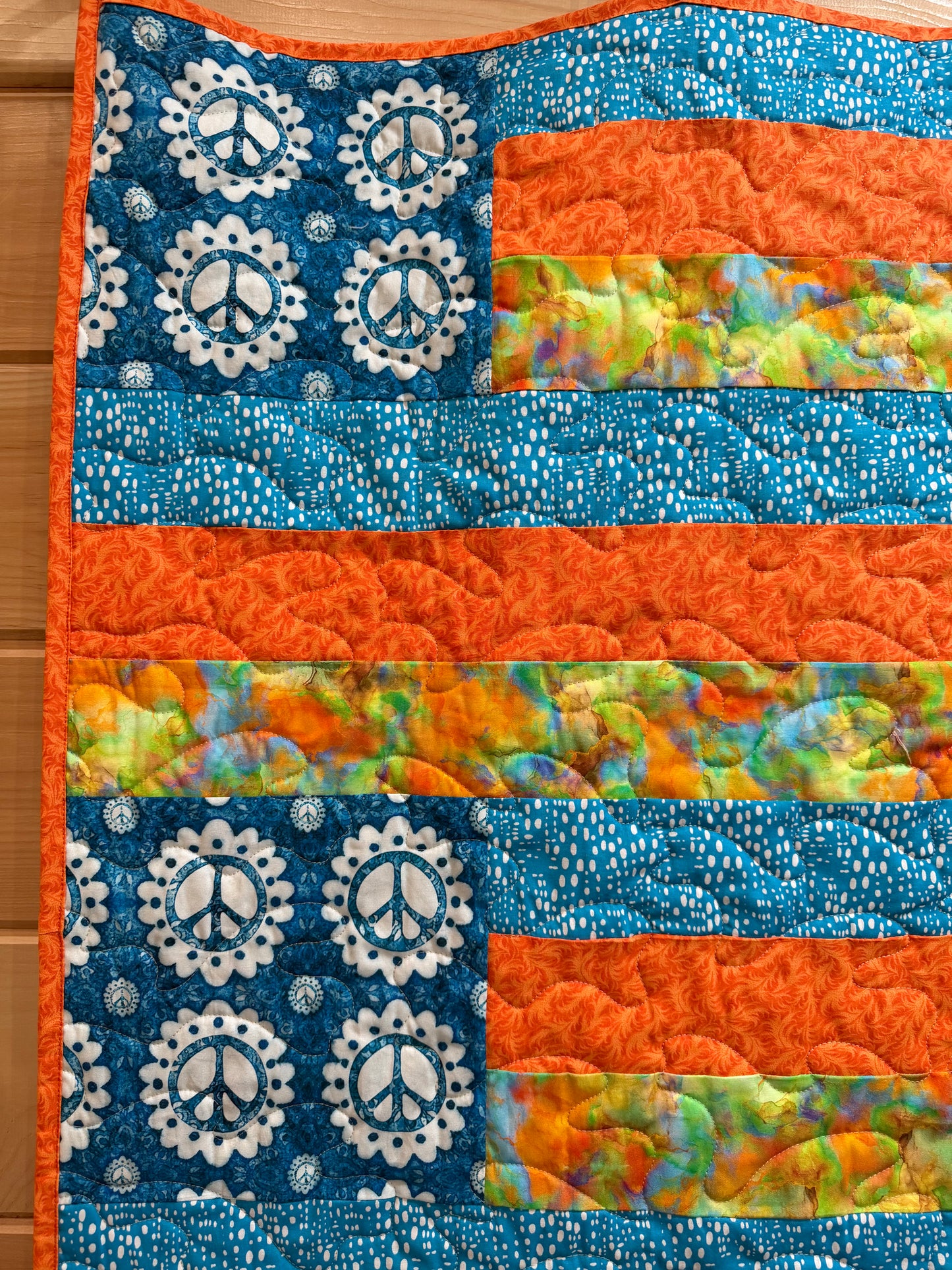 Quilt. Peace and Stripes. Stripe Quilt.