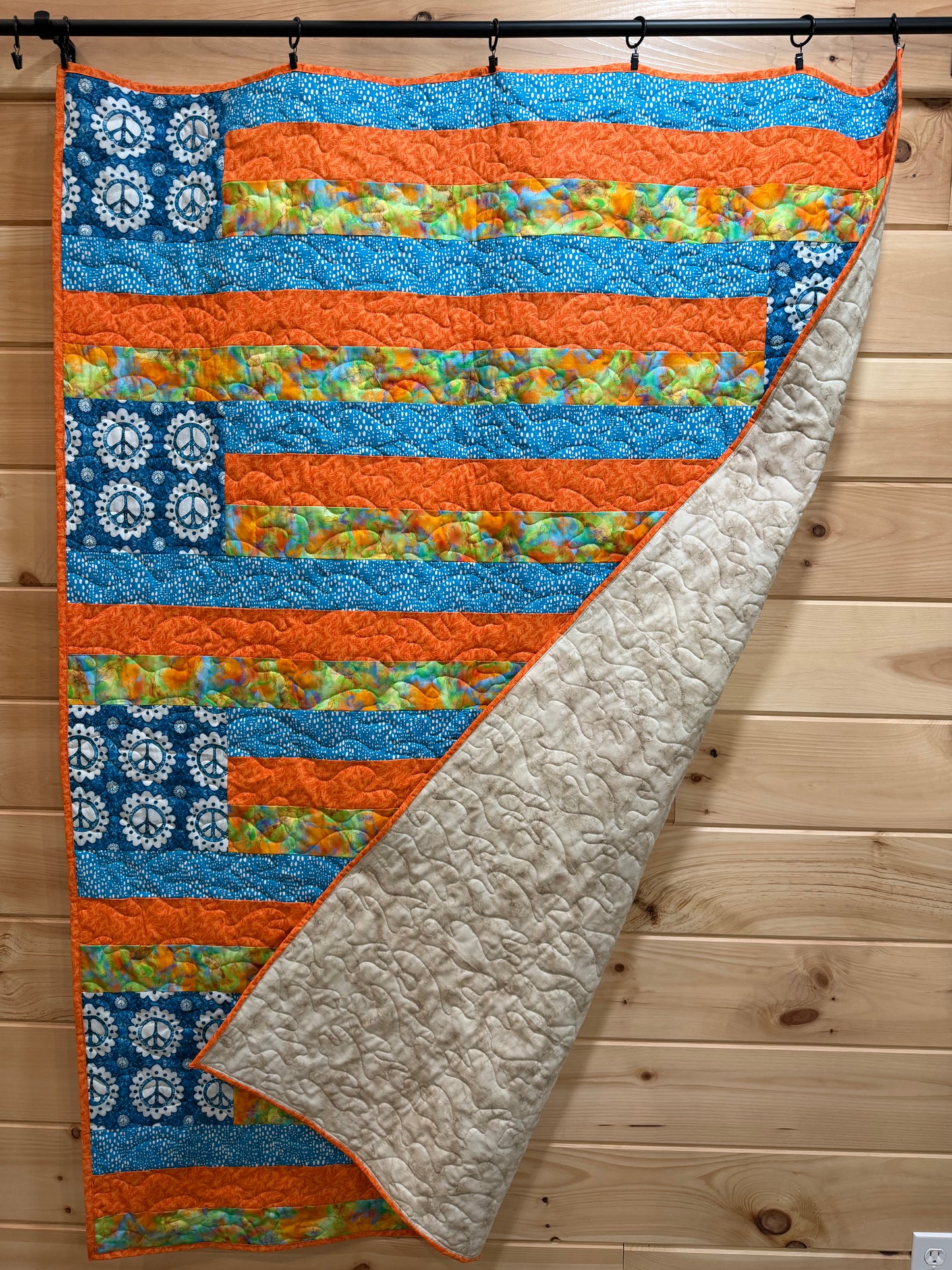 Quilt. Peace and Stripes. Stripe Quilt.