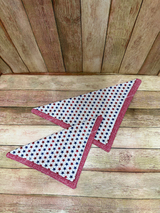 Pet Bandana. Patriotic. Red and Blue Stars.