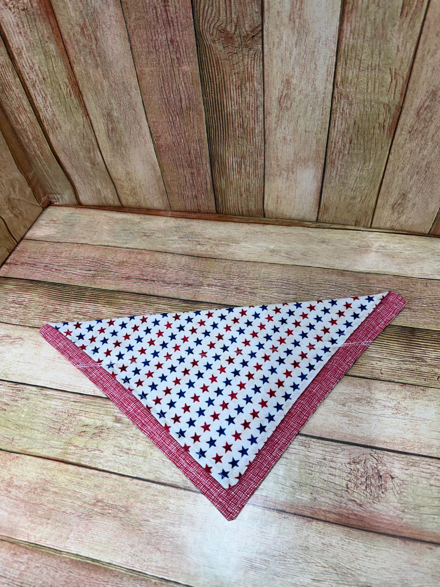 Pet Bandana. Patriotic. Red and Blue Stars.