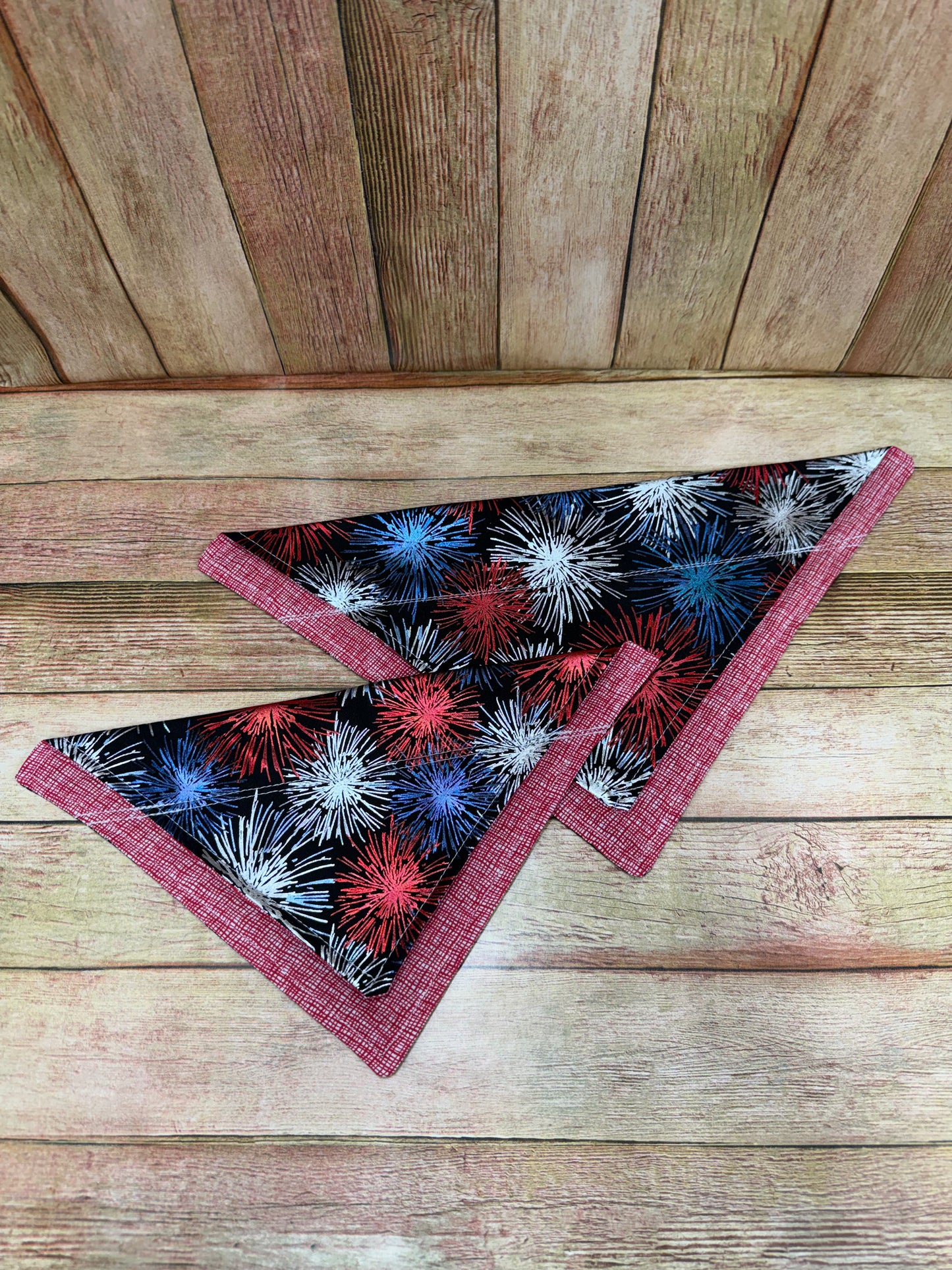Pet Bandana. Patriotic.  Navy with Exploding Fireworks.
