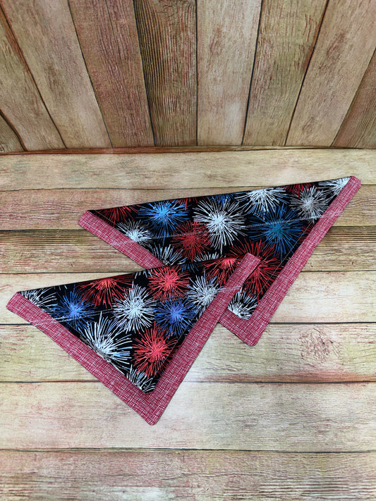 Pet Bandana. Patriotic.  Navy with Exploding Fireworks.