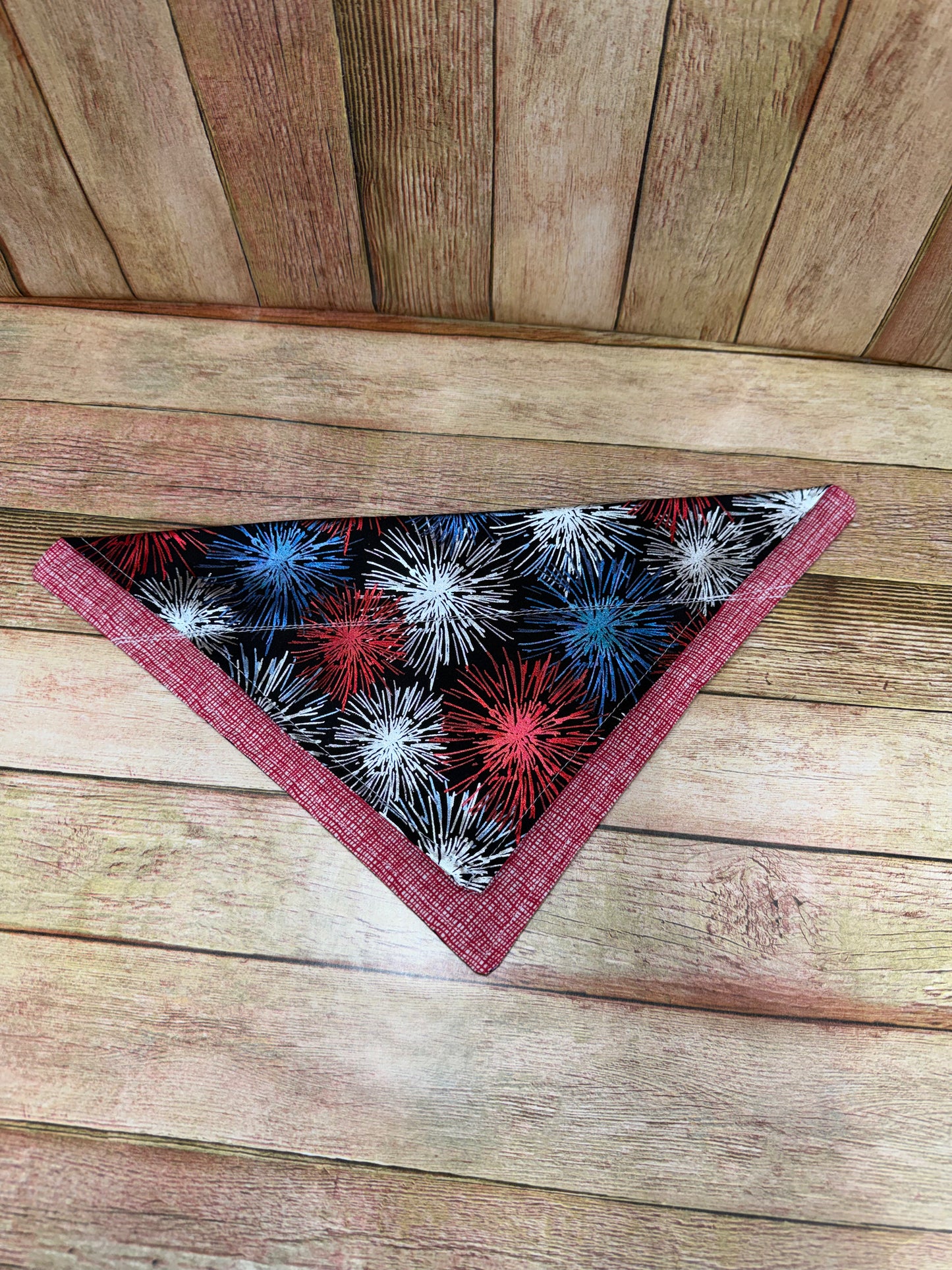 Pet Bandana. Patriotic.  Navy with Exploding Fireworks.