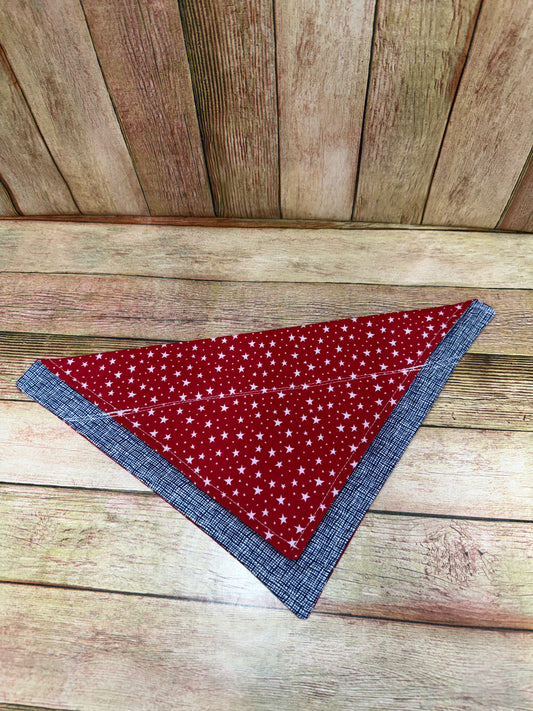 Pet Bandana. Patriotic.  Red with White Stars.
