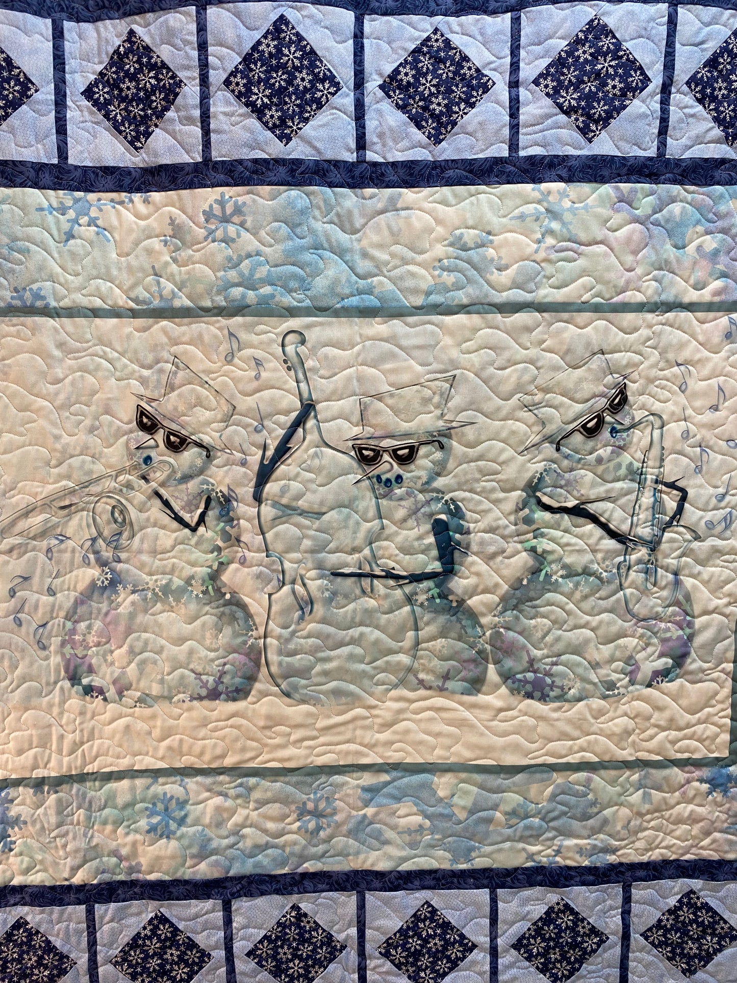 Quilt. Blues Brothers Musical Snowmen. Throw. Wall Hanging. Lap Quilt.