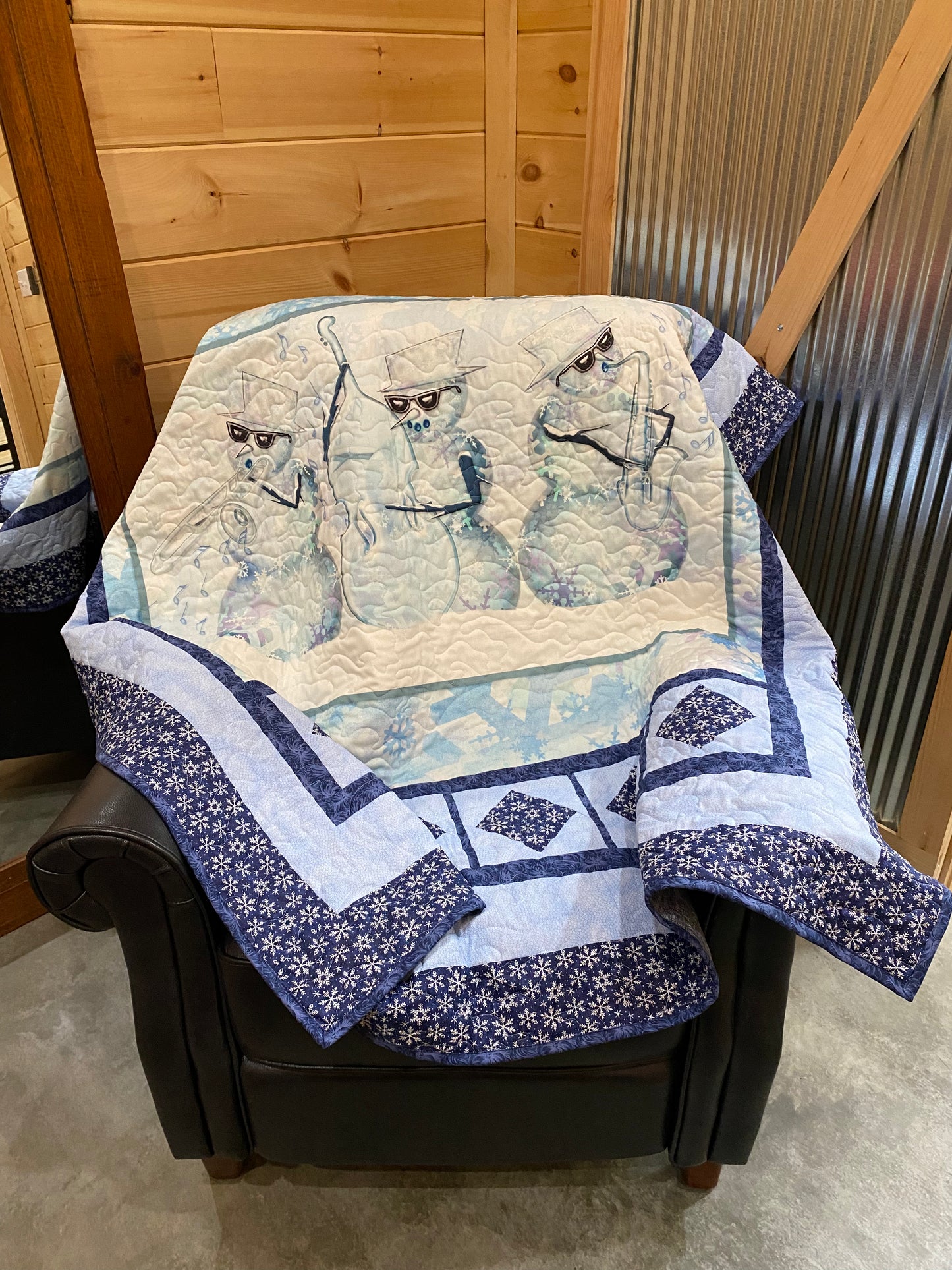 Quilt. Blues Brothers Musical Snowmen. Throw. Wall Hanging. Lap Quilt.