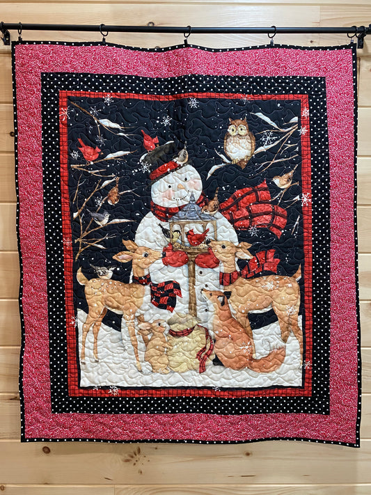 Quilt. Snowman and Wildlife.