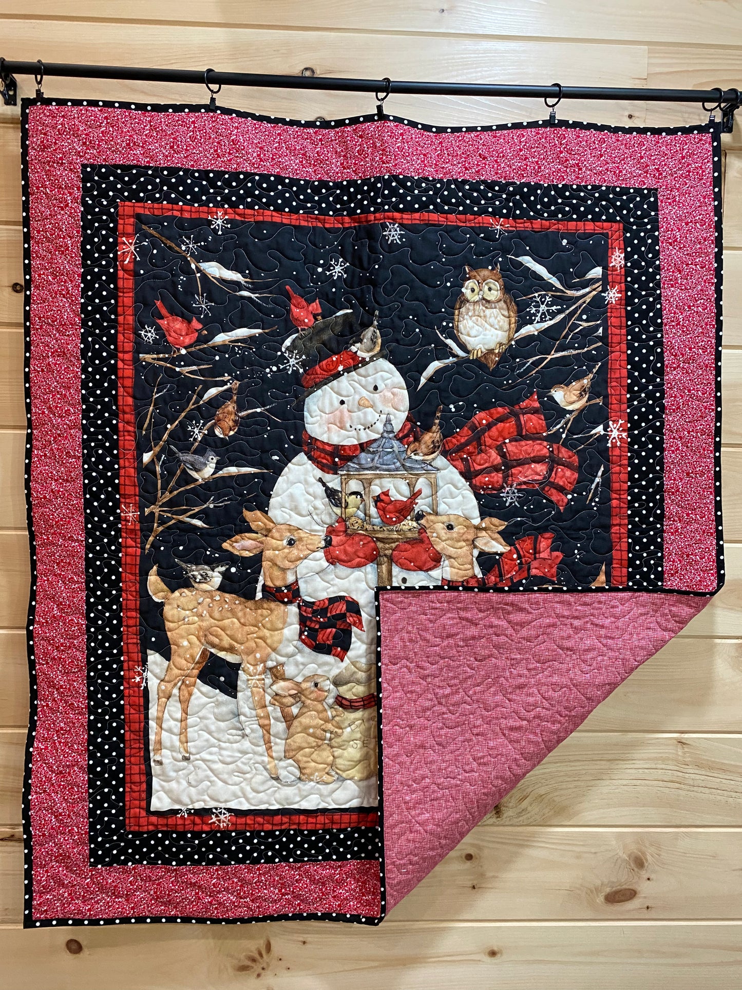 Quilt. Snowman and Wildlife.