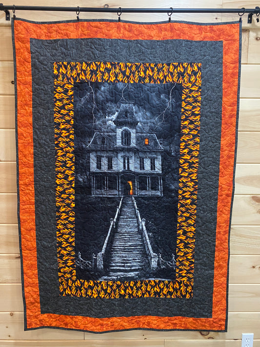Quilt. Creepy Halloween House. Halloween.