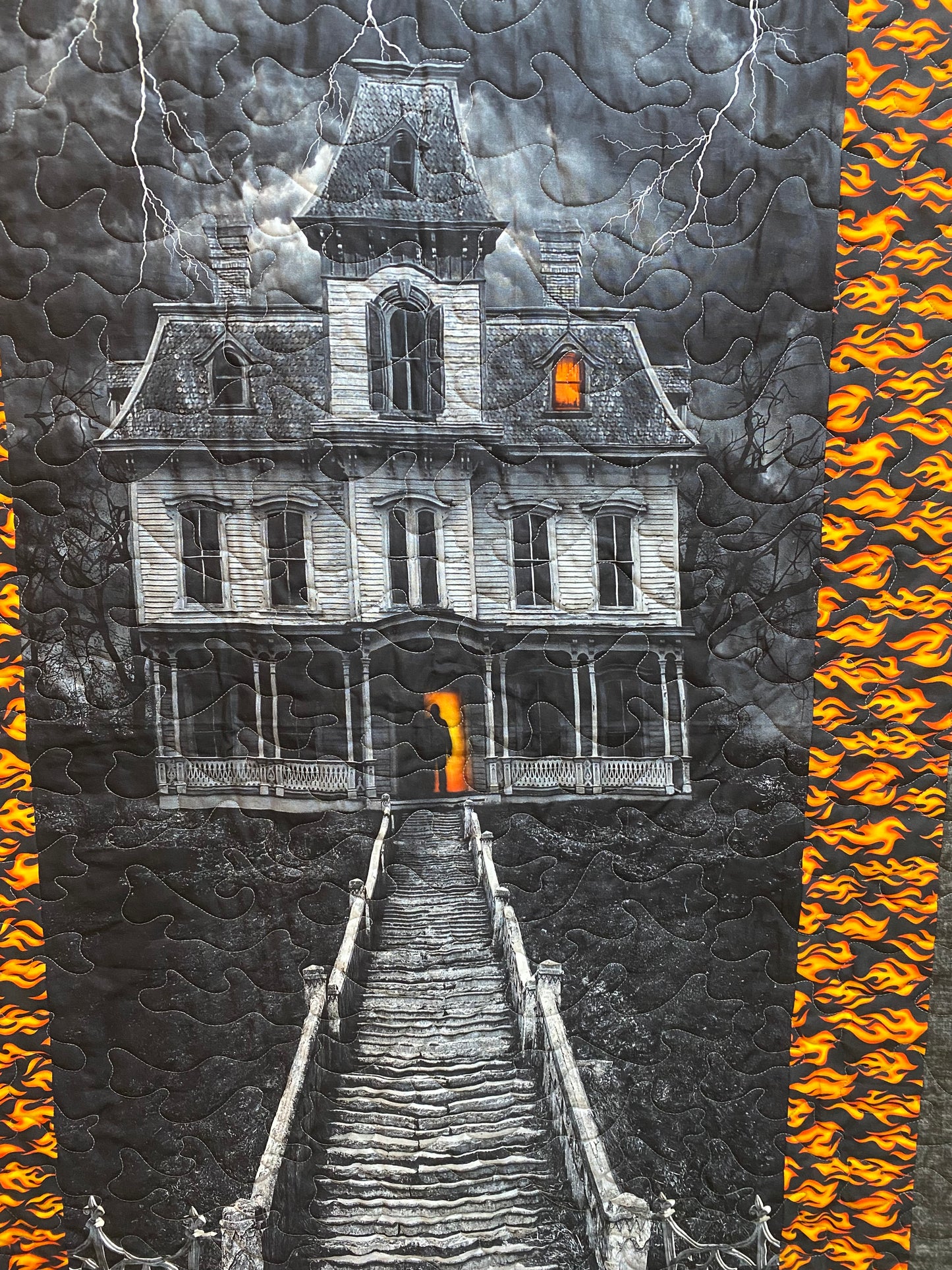 Quilt. Creepy Halloween House. Halloween.