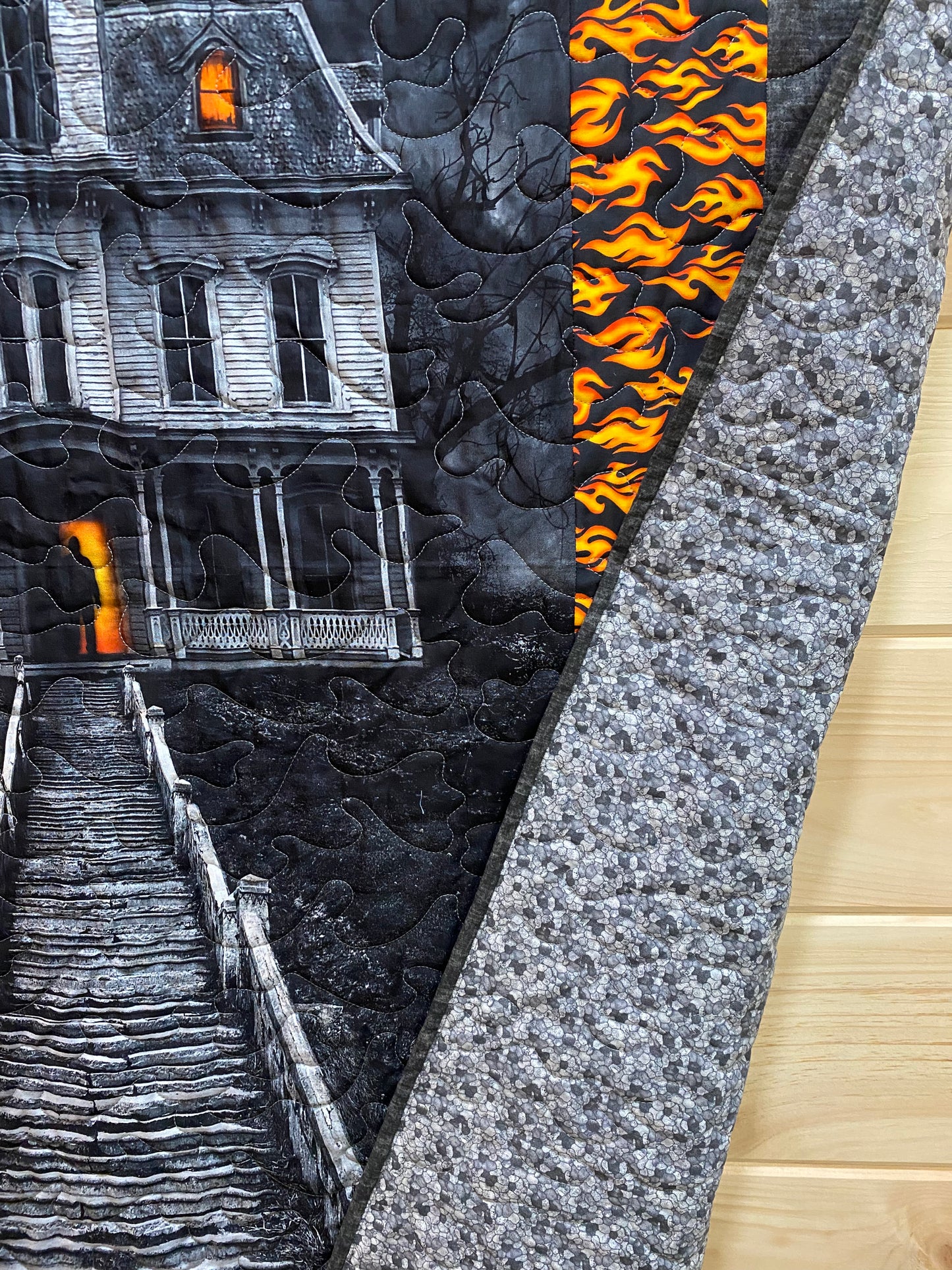 Quilt. Creepy Halloween House. Halloween.