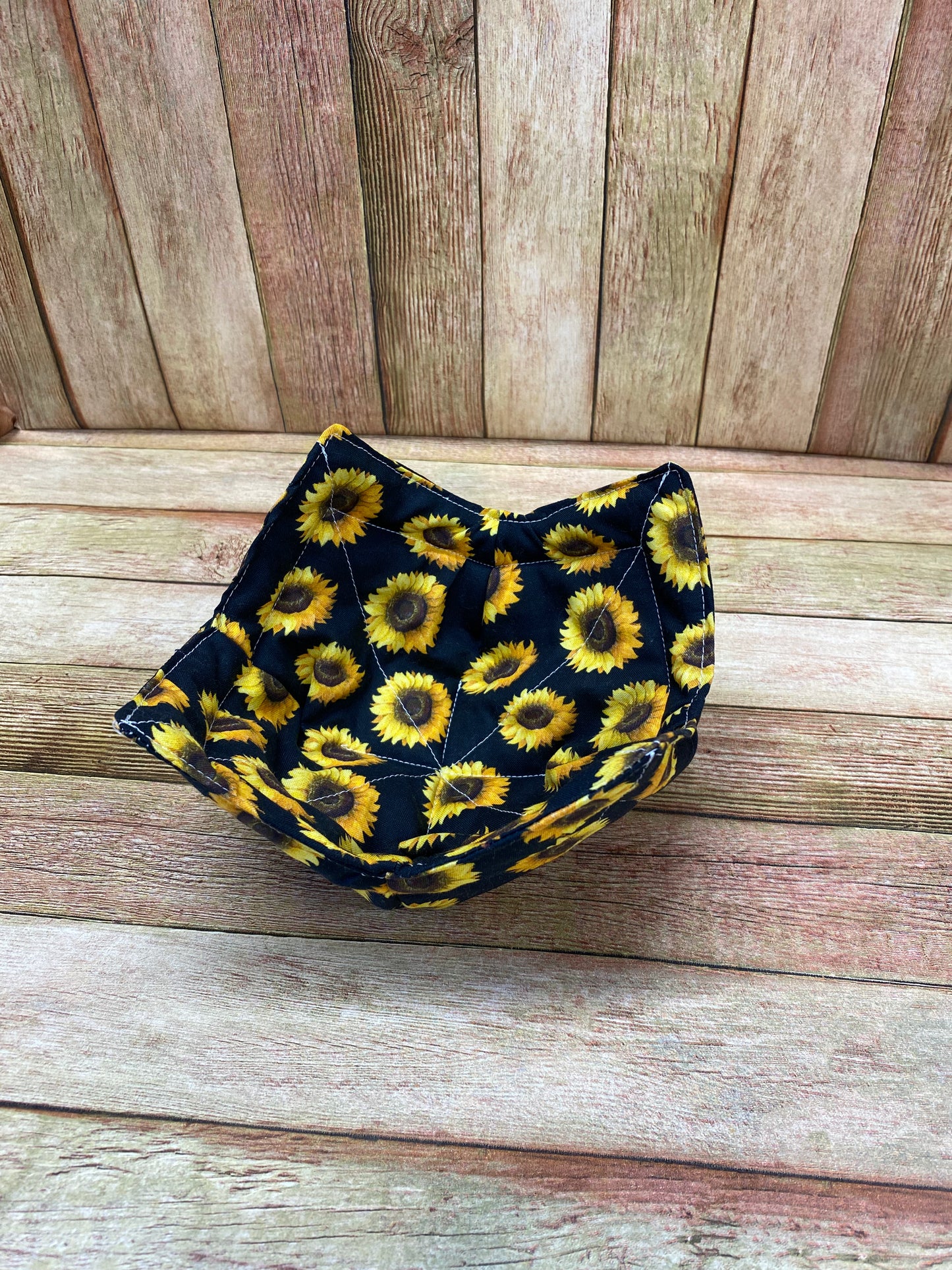 Bowl Cozy. Sunflowers with Black Background.