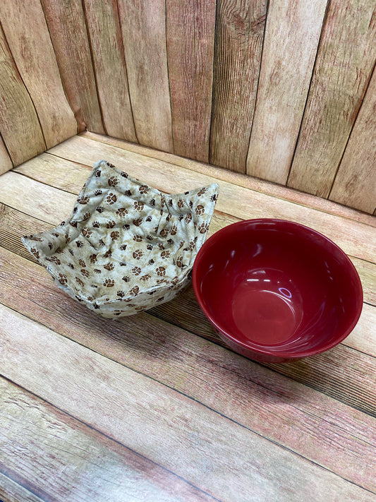 Bowl Cozy.  Bear Paw Print.