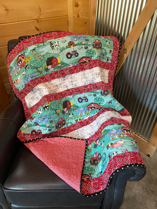 Quilt. Farm Life. Baby Quilt. Kids Quilt.