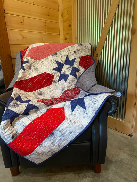 Quilt. Wish Making. Stars and Arrows. Patriotic.