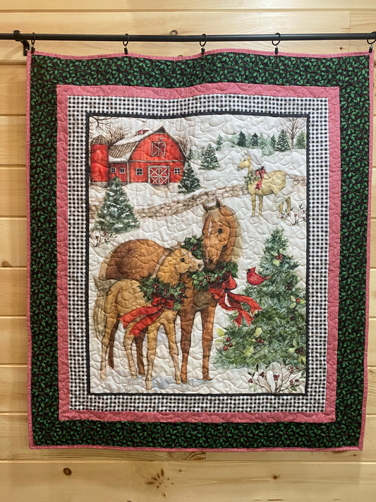 Quilt. Christmas Horses.