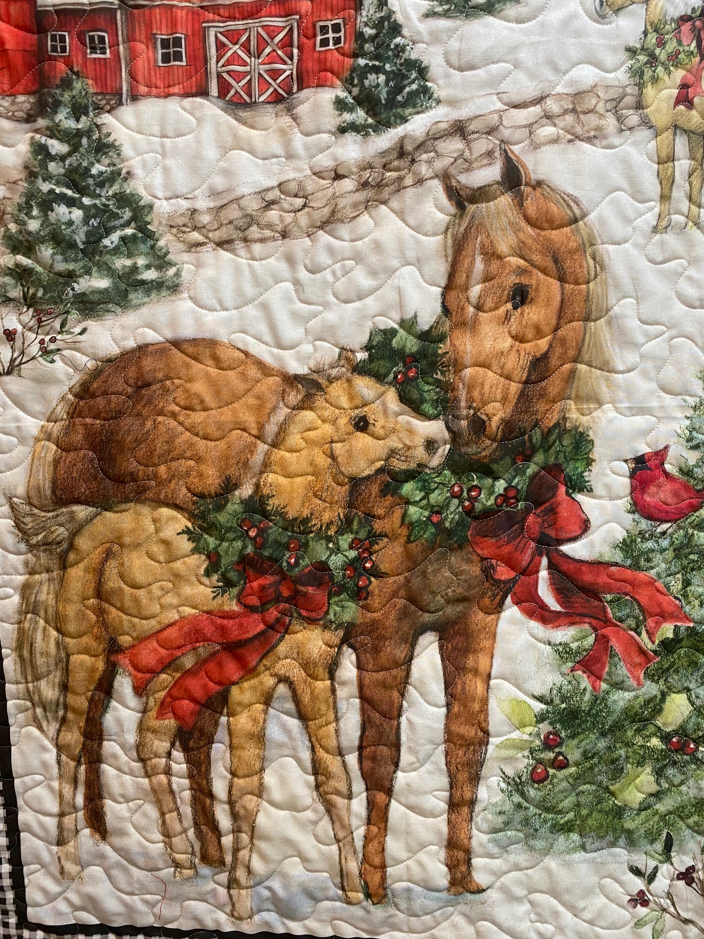 Quilt. Christmas Horses.