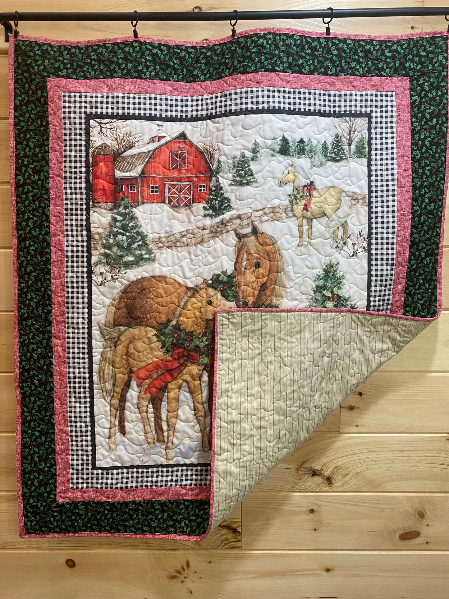 Quilt. Christmas Horses.