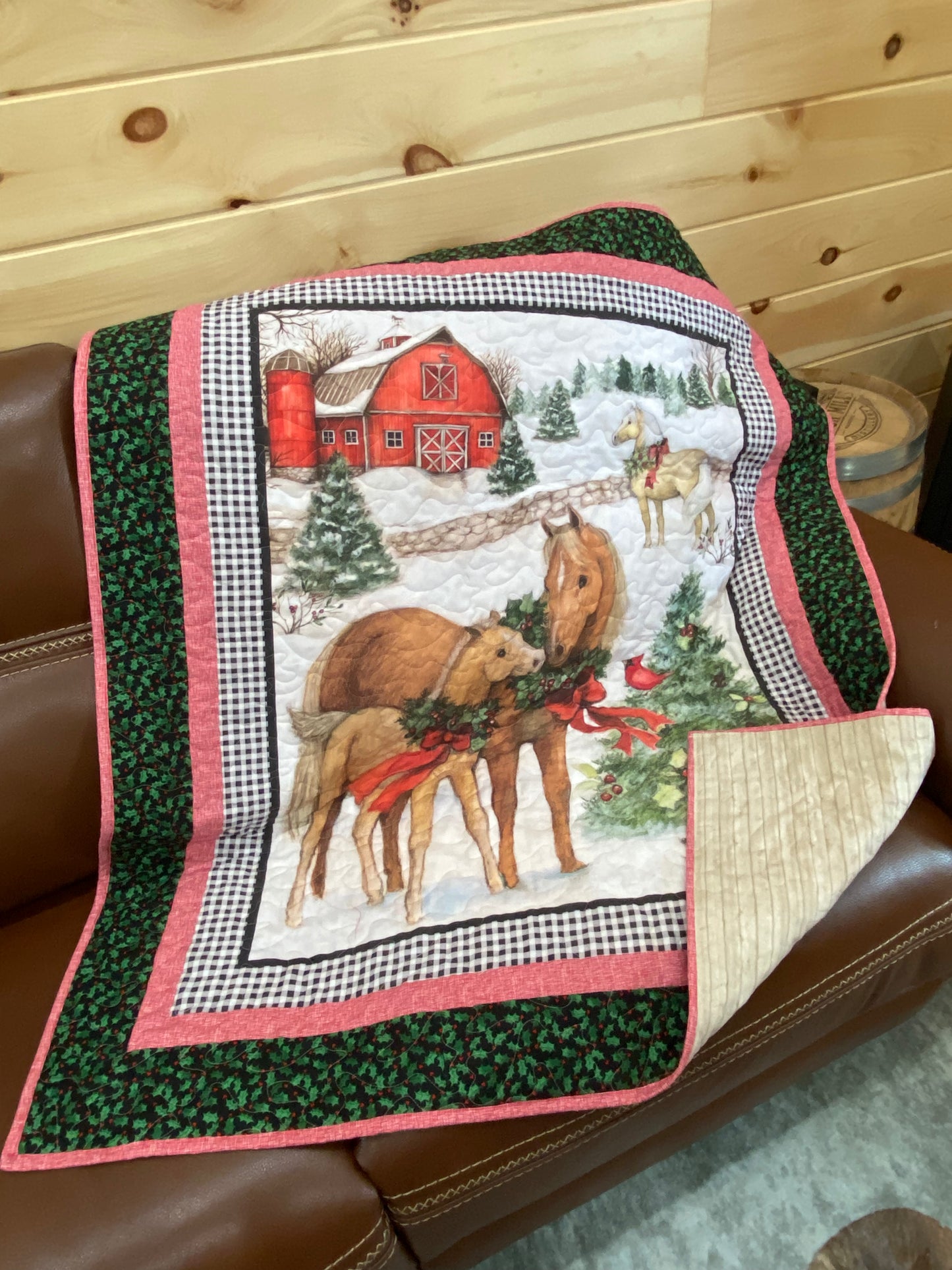 Quilt. Christmas Horses.