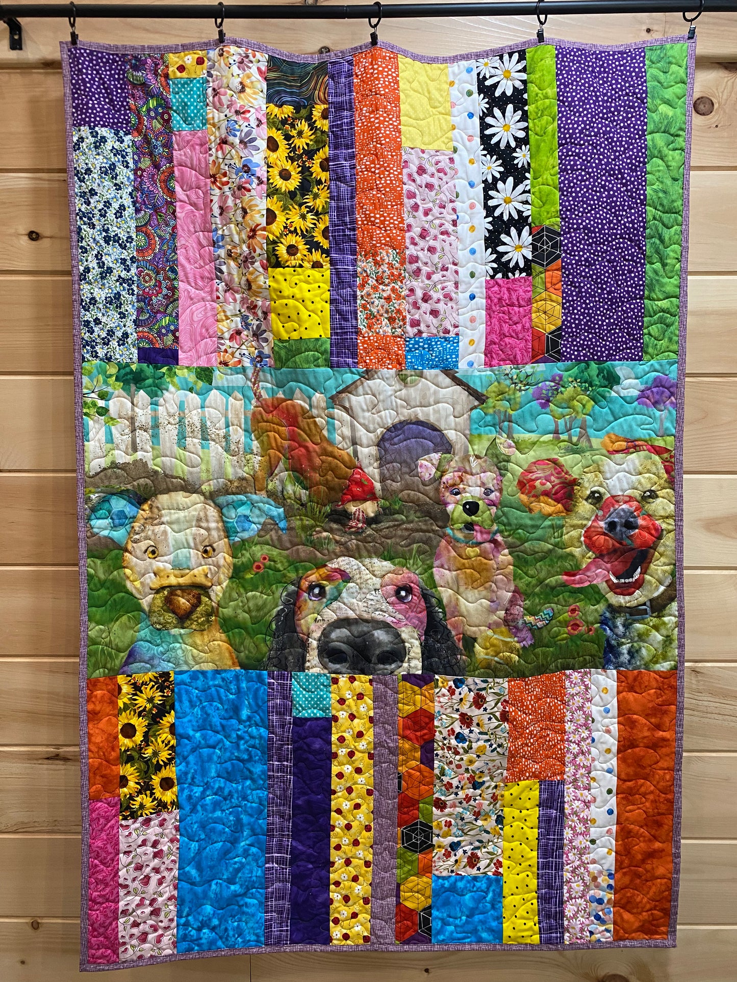 Quilt. Raising the Woof! Dog Quilt.