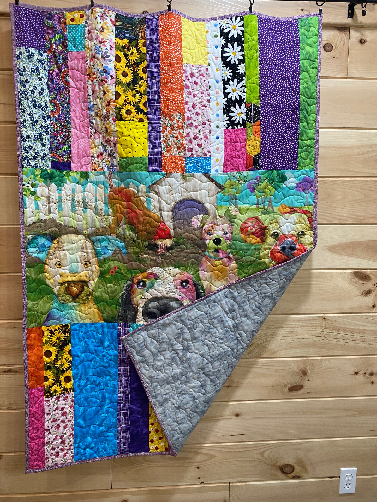 Quilt. Raising the Woof! Dog Quilt.